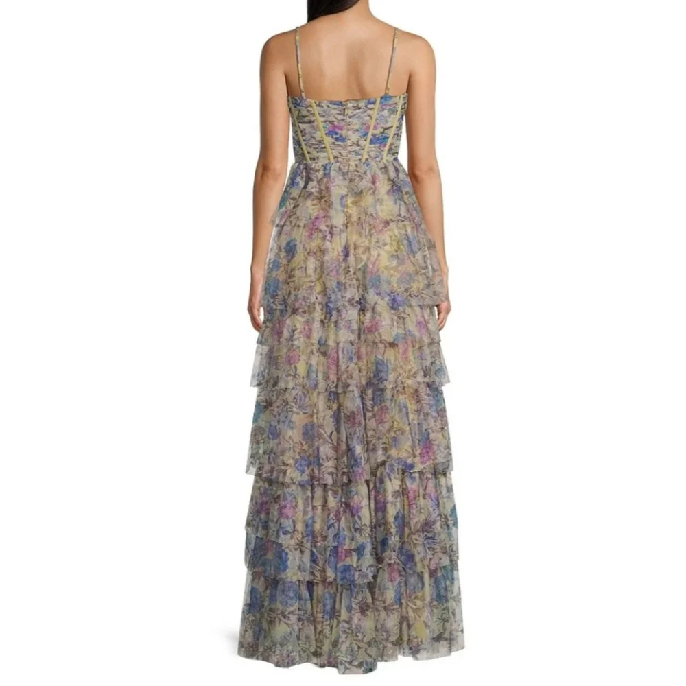 Blondie Nites Pastel Floral Dress in Lavender, Pink & Blue - Picture 5 of 9